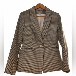 H&M Navy, cream and green Checkered Blazer